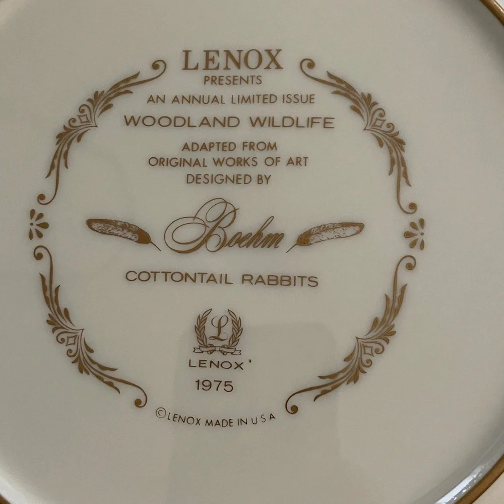 Lenox Boehm Woodland Wildlife Cottontail Rabbits collector plate